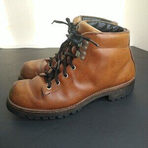 VTG 90s OLD SKOOL REI Women Boots Hiking Leather Brown Size 9A Vibram Sole